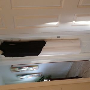 Ashley Stewart Plus Sz Sexy Maxi Black Cream Long Dress W/ Split